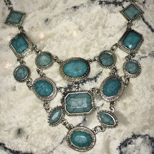 Turquoise and silver statement necklace